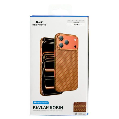 Накладка для i-Phone 17 Pro Max Keephone Kevlar Robin MagSnap коричневый