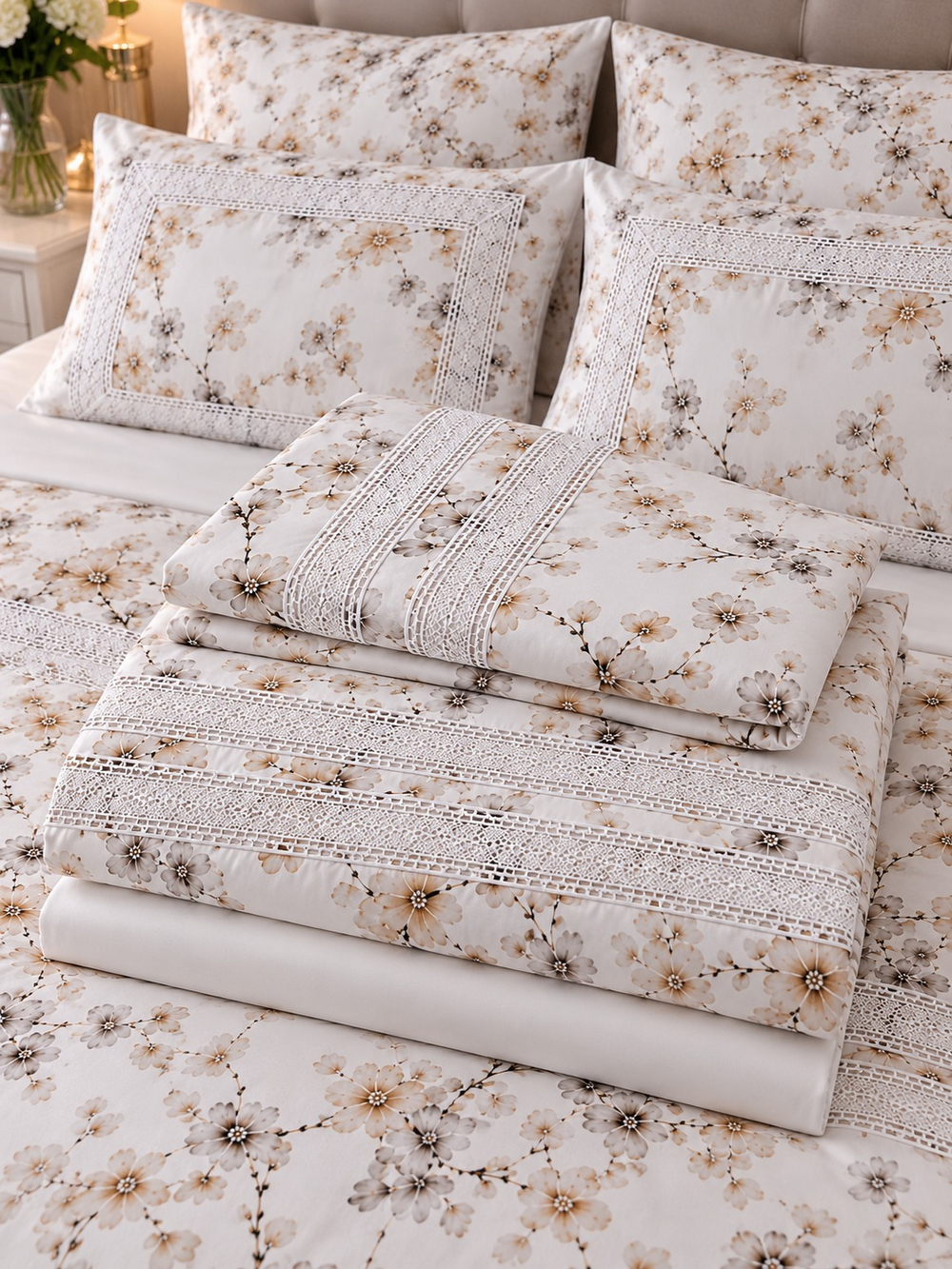 Gelin Home КПБ 6 пр. EBRU бежевый цвет пододеяльник 200*220, простынь 240*260, наволочки 50*70 2шт, декоративные наволочки 50*70 2шт GLNN546 — фото 5