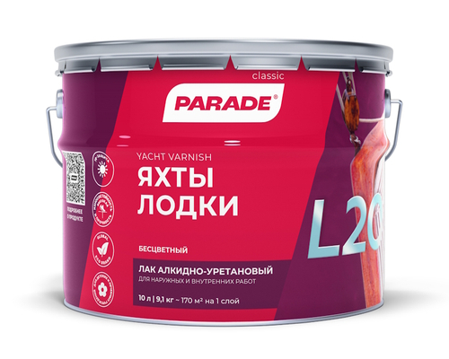 Лак яхтный PARADE L20  матовый 10л