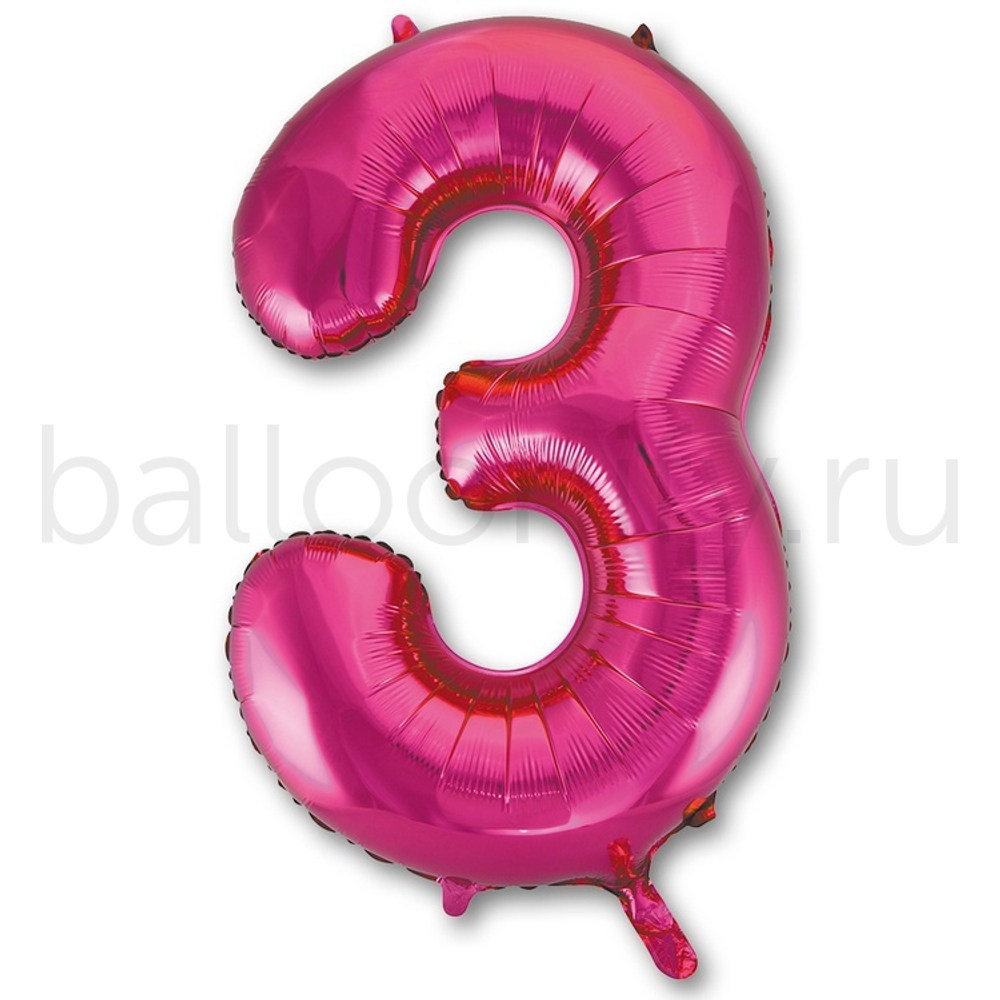 Шар ЦИФРА 3 Fuchsia 40" 102 см