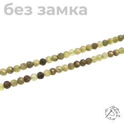 Нить бусин с огранкой гранат зеленый 3 мм