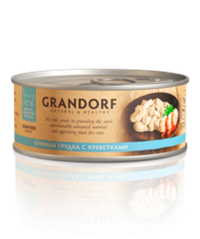 Grandorf 70г Влажный корм для кошек Chicken & Prawn, беззерновой, куриная грудка с креветками