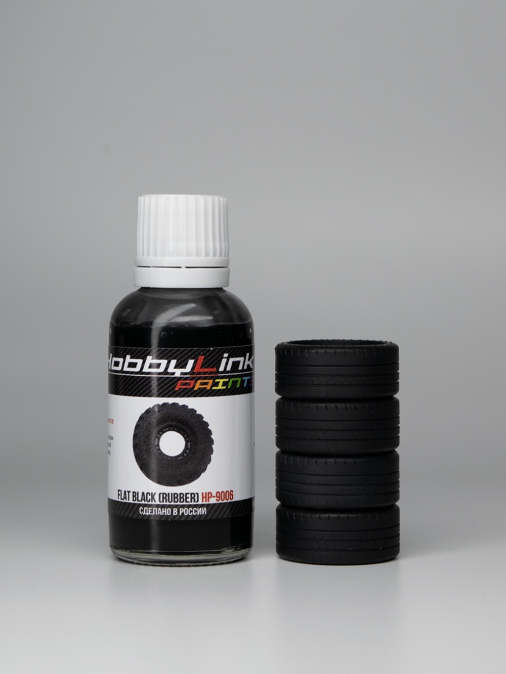 Краска лаковая HobbyLink Flat Black (Rubber) HP-9006