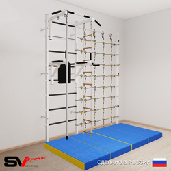 Шведская стенка Sv Sport усиленная 67540 (Турник стандарт/Брусья/Канат/Лестница/Мат 2м/Канатный лаз)