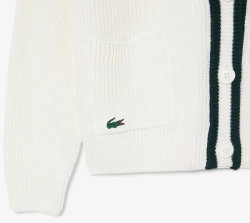 Женская теннисная куртка Lacoste Badge Accent Wool Blend Golf Cardigan - white/green