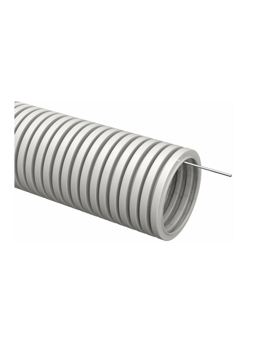 Труба гофрированная ПВХ d32мм с протяжкой сер. (уп.25м) TOKOV ELECTRIC TKE-TG/P-32-C06/25