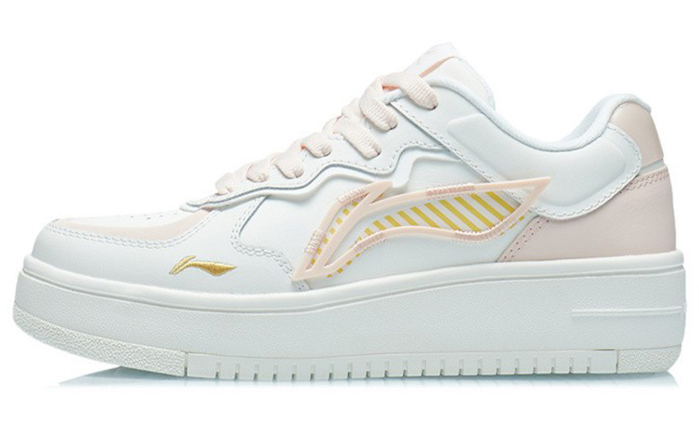 Li Ning Rising Phoenix Synthetic Leather Abrasion Resistant Low top Skateboard Shoes Women"s Cloud Pink