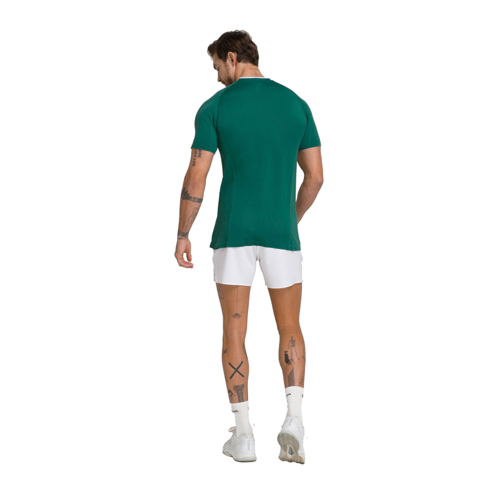 Мужское теннисное поло Wilson Players Seamless Zip Henley 2.0 T-Shirt Men - Green