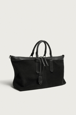 ZARA КОЖАНАЯ ДОРОЖНАЯ СУМКА, ЧЕРНЫЙ