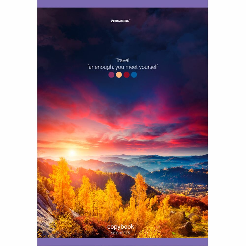 Тетрадь А4, 96 л., BRAUBERG, скоба, клетка, обложка картон, "Journey", 404064, 3шт