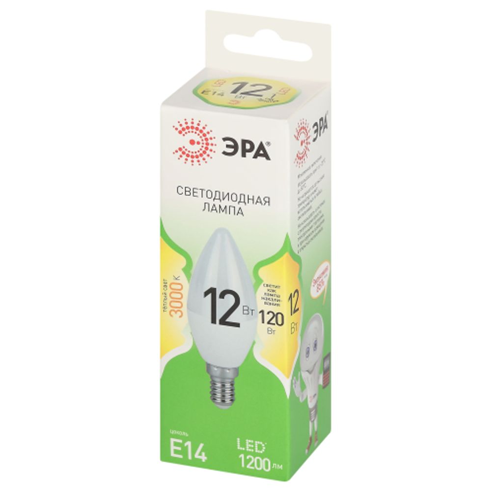 Лампа светодиодная ЭРА GREEN LINE LED B35-12W-830-E14 GL 12Вт свеча теплый свет E14 | Лампы cветодиодные Свеча (B/C)