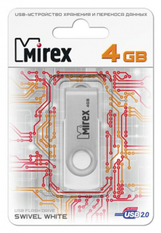 Флешка 4GB Mirex Swivel Белый