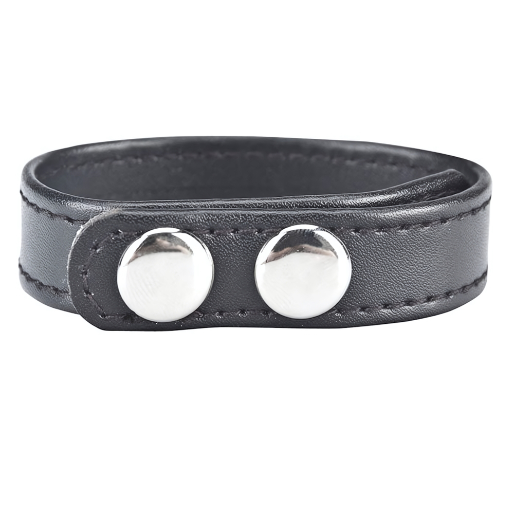 Кольцо на пенис SNAP COCK RING из искусственной кожи на клепках (Цвет: черный)