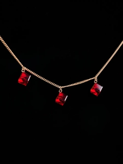 Колье Миражи с красными кристаллами-кубиками Swarovski