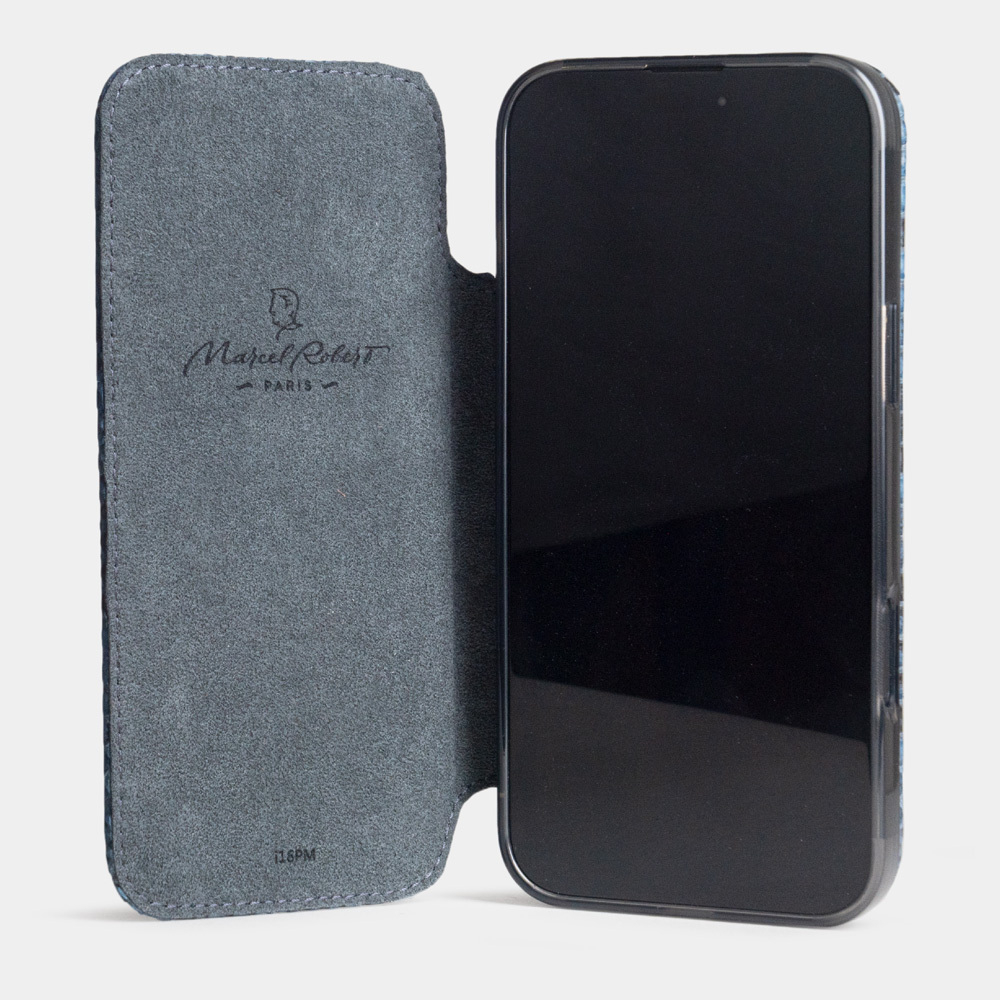 Чехол-книжка для iPhone 18 Pro Max / 17 Pro Max - кожа питона, синий