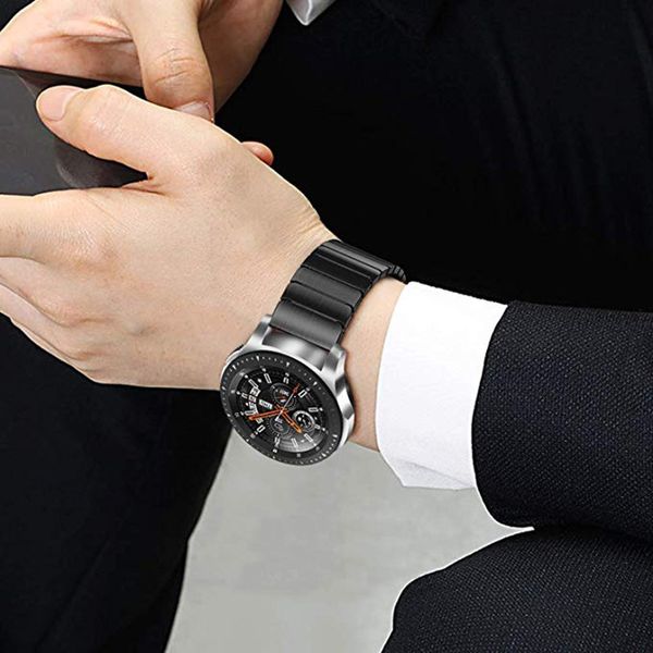 Блочный браслет Fohuas из нержавеющей стали для часов Samsung Galaxy Watch Active 2 (черный) 20мм