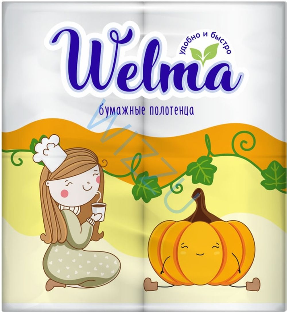 WELMA Полотенца бумажные двухслойные 1/2/12