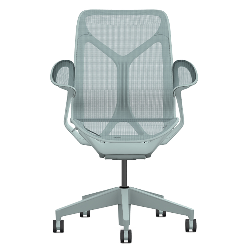 Кресло Herman Miller Cosm, средняя спинка, цвет Glacier, подлокотники «лепестки» (Leaf)