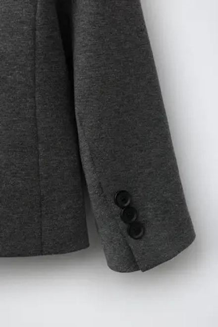 ZARA ОДНОТОННЫЙ КОСТЮМНЫЙ БЛЕЙЗЕР, СЕРЫЙ МЕЛАНЖ