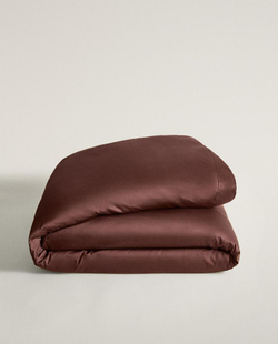 ZARA HOME САТИНОВЫЙ ПОДОДЕЯЛЬНИК, ВИННЫЙ