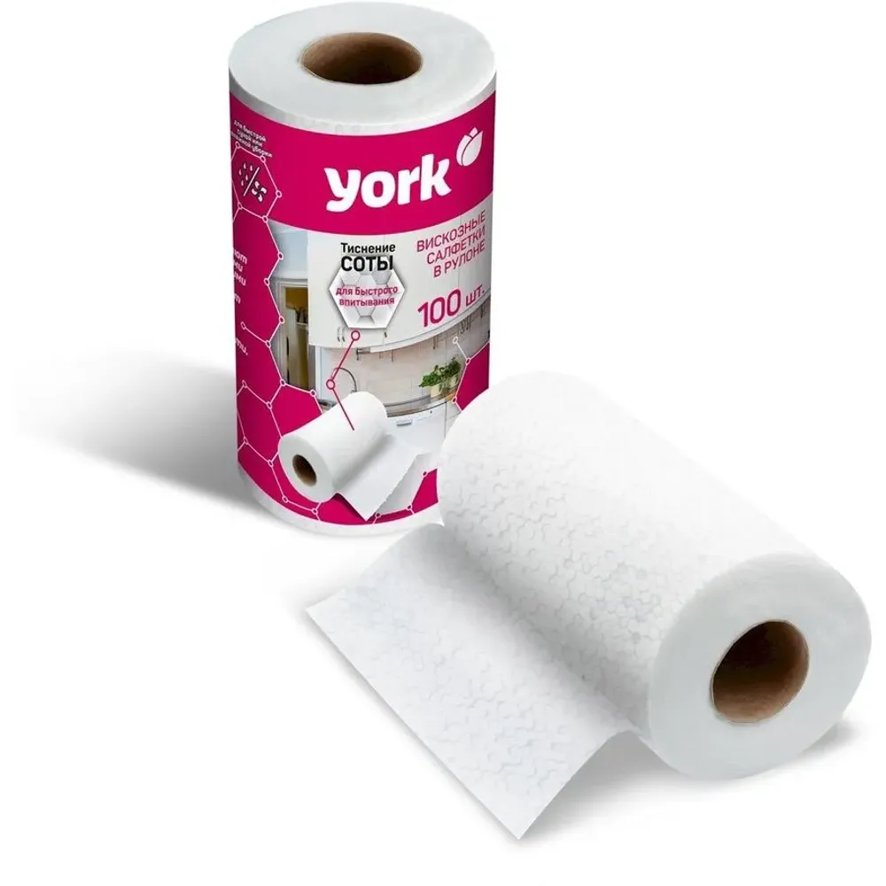 Салфетки Соты универсальные в рулоне YORK 100шт. (22,5см)