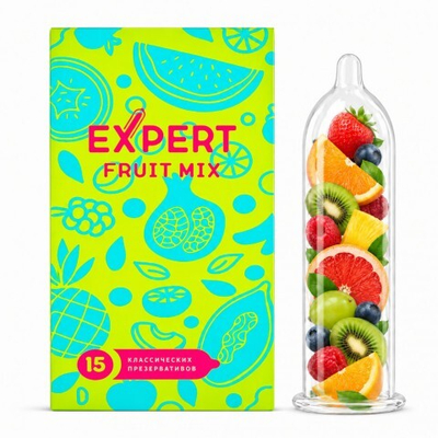 Презервативы EXPERT Fruit Mix, фруктовые ароматизированные, 15 шт