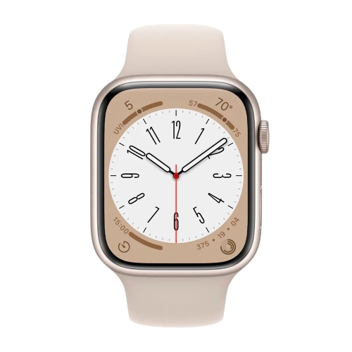 Умные часы Apple Watch Series 8 GPS, 45mm, Aluminium Case with Sport Band S/M, Starlight (Сияющая звезда)