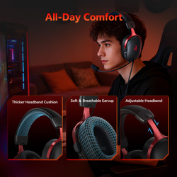 Проводные наушники полноразмерные игровые QCY Heroad VN200 PRO (черно-красные)