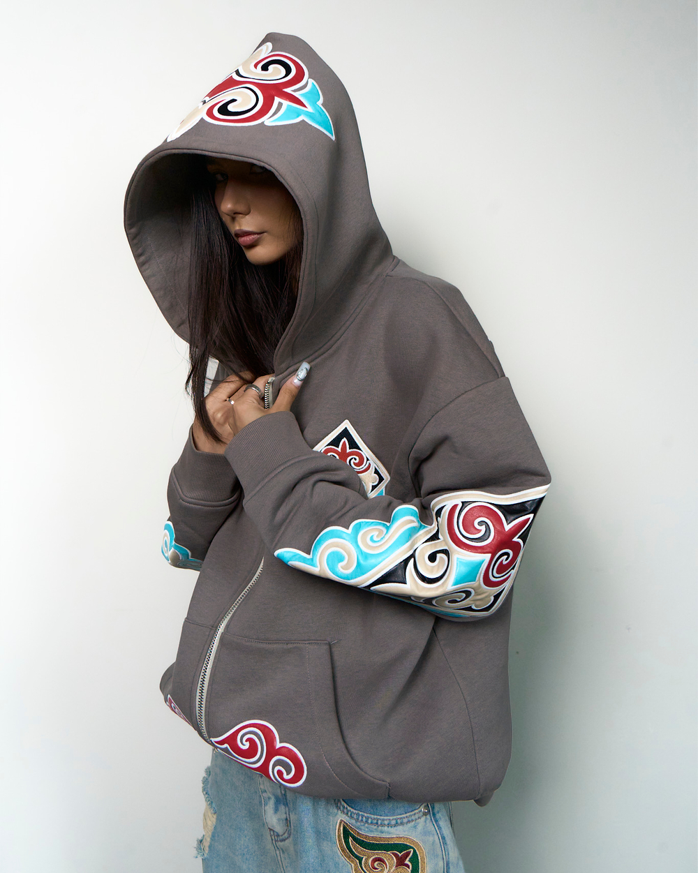 (SOLD OUT) Sak-inspired Hoodie with leather ornaments