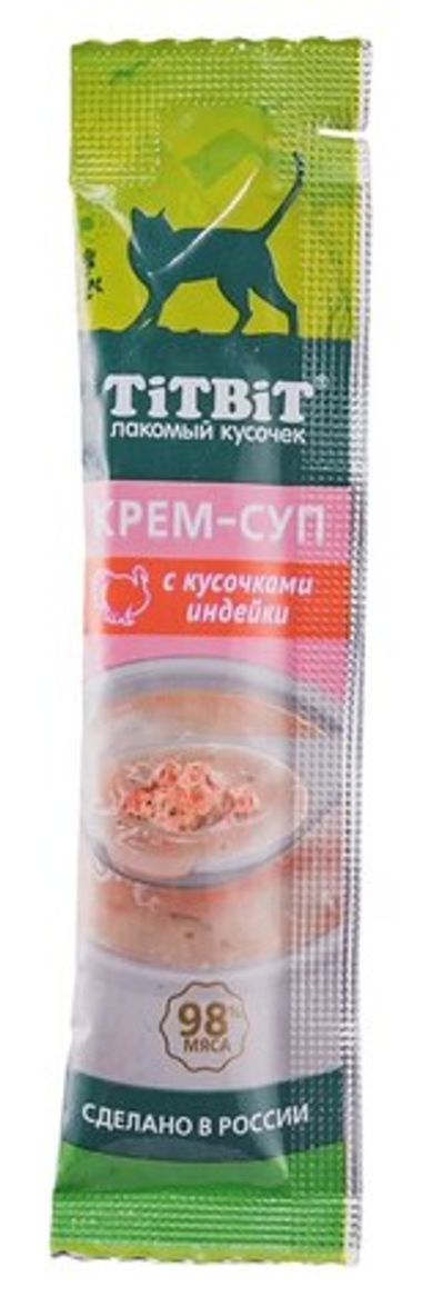 Крем-суп TitBit с кусочками индейки для кошек 10 г