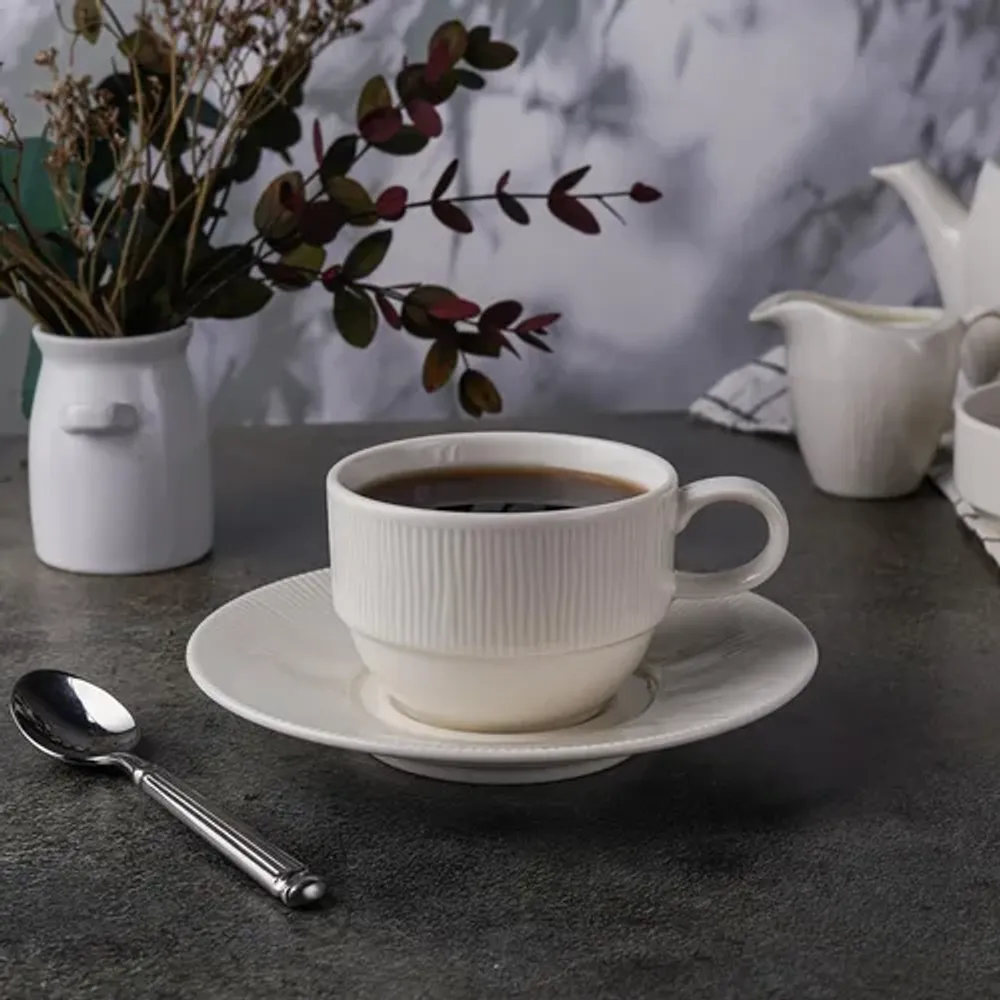 Чайная пара 210 мл белая d 8,5 см h6 см Neo Silk Stackable Noble [6]