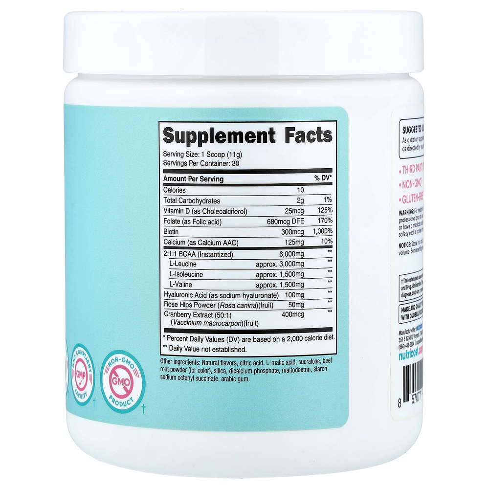 Nutricost, BCAA для женщин, со вкусом клубничного лимонада, 342 г (12,2 унции)