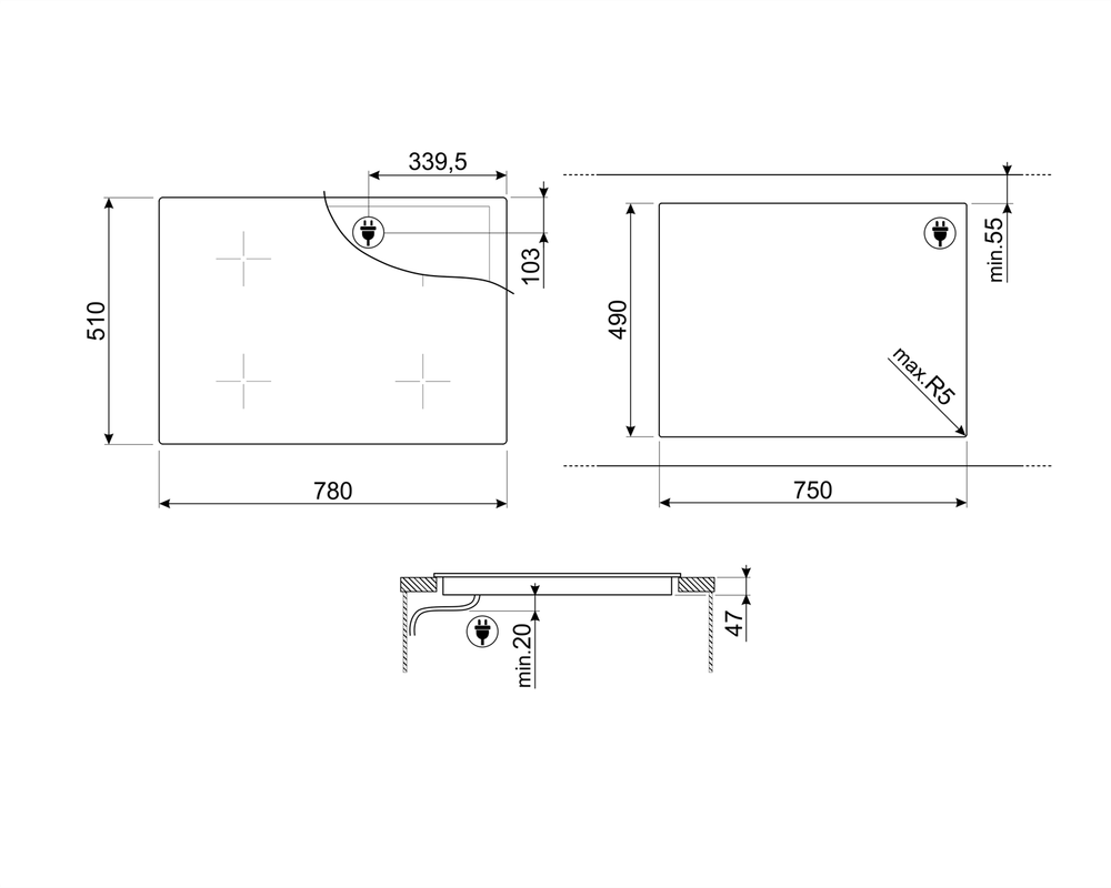 Индукционная варочная панель SMEG SI1F7845B
