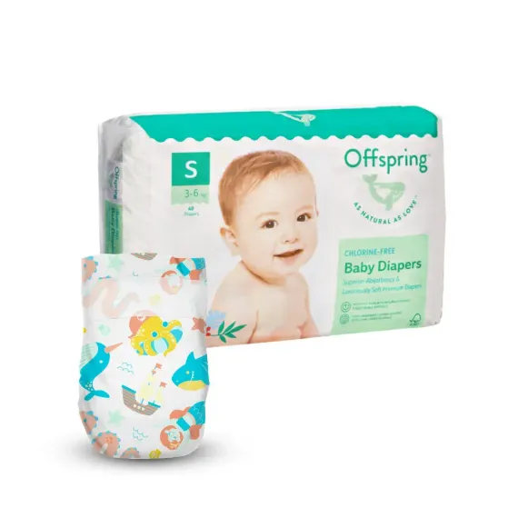 Подгузники Offspring S 3-6 кг, 48 шт, карибы