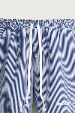 ZARA ШОРТЫ RELAXED FIT В ПОЛОСКУ С НАШИВКАМИ, СИНИЙ/БЕЛЫЙ
