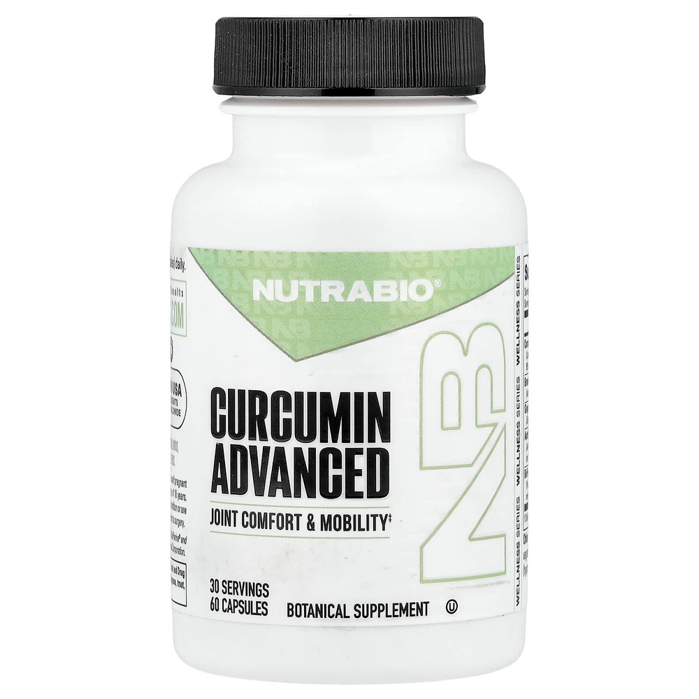 NutraBio, Curcumin Advanced, улучшенный куркумин, 60 капсул