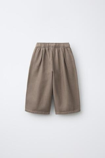 ZARA БРЮКИ BALLOON ИЗ РЕЛЬЕФНОЙ ТКАНИ, СВЕТЛО-БЕЖЕВЫЙ