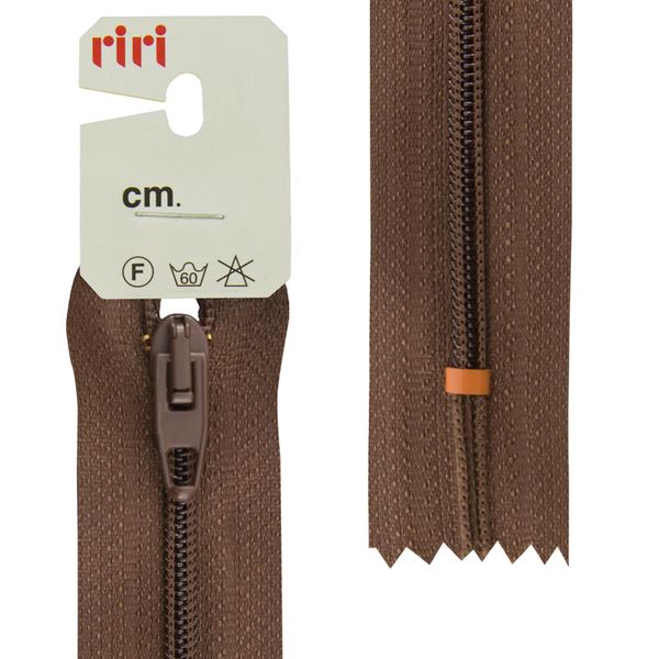 Молния спиральная (витая) RIRI Т4 (4 мм) 1 зам., н/раз., 20 см, Meras, цв.2237, коричневый, 10 шт