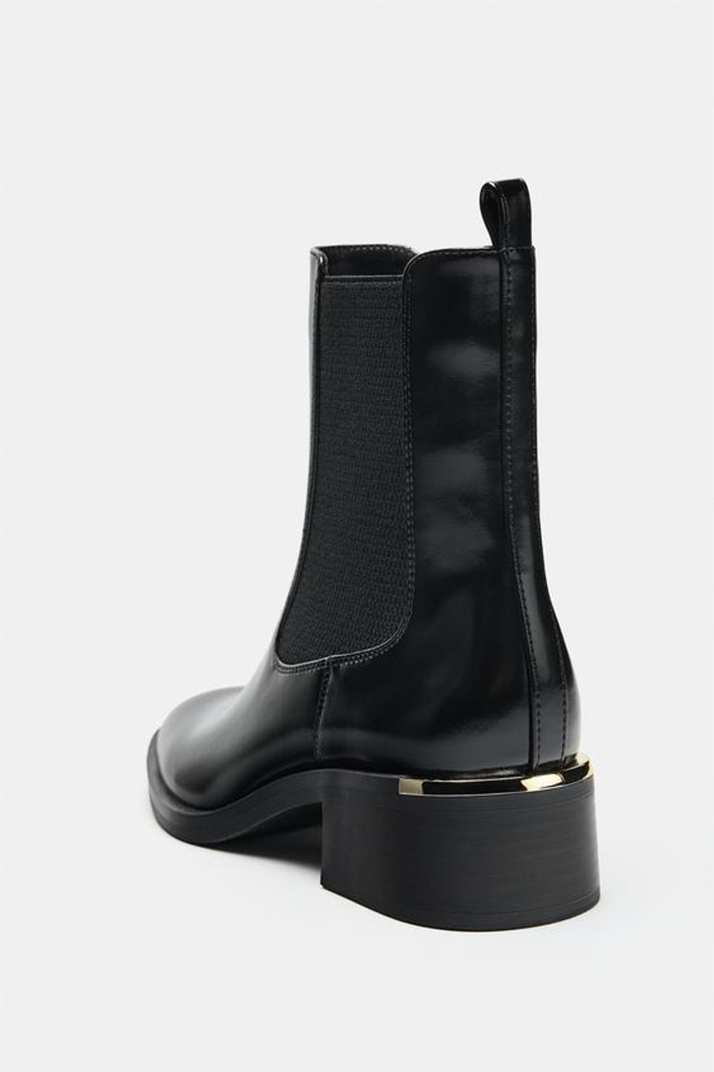 ZARA БОТИЛЬОНЫ НА КАБЛУКЕ С МЕТАЛЛИЧЕСКОЙ ДЕТАЛЬЮ, ЧЕРНЫЙ