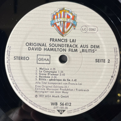 Винтажная виниловая пластинка LP Francis Lai Bilitis Музыка Из Кинофильма Билитис (Германия 1977)