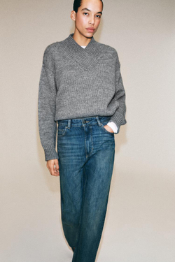 ZARA ДЖИНСЫ STRAIGHT FIT С ВЫСОКОЙ ПОСАДКОЙ — ZW COLLECTION, СИНИЙ