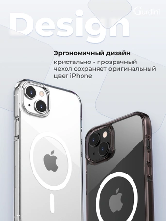 Чехол накладка iPhone 15 6.1" Gurdini Alba Series Protective with Magsafe Clear