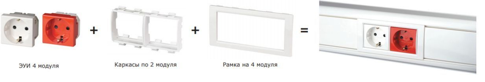 Розетка модульная с з/к и шторками 45х45мм красная Рувинил АДЛ 13-901 Ruvinil - 2 шт