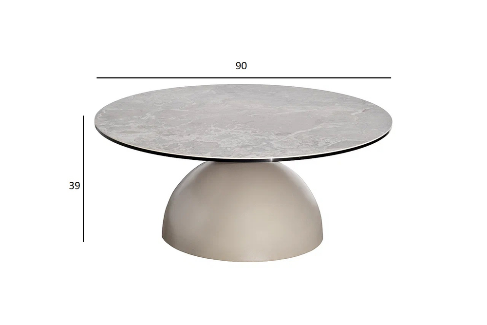 Стол журнальный Garda Decor, керамика Август Серый (Augustus Gray) d90*39 см