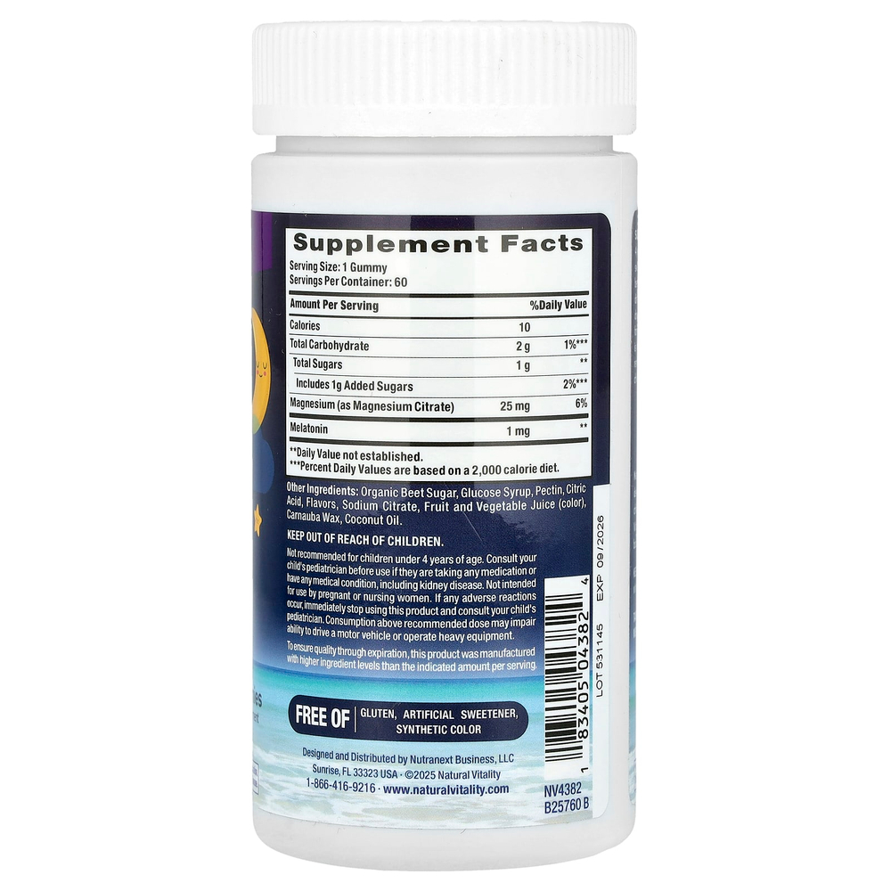 Natural Vitality, CALM®, детские жевательные мармеладки с мелатонином, ночные ягоды, 60 жевательных таблеток