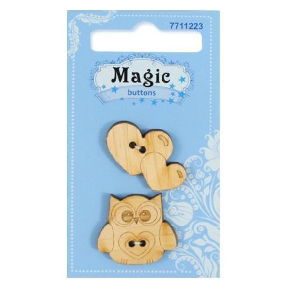 Украшения декоративные: пуговицы Совенок, 2 шт, Magic Buttons BBL020-MX-P