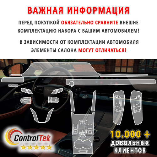 OMODA C5 (2022) - комплект защитных пленок 6 в 1. Пленка защитная ControlTek HYBRID со слоем TOP COAT. Толщина: 6 mil. (175 мкм.)