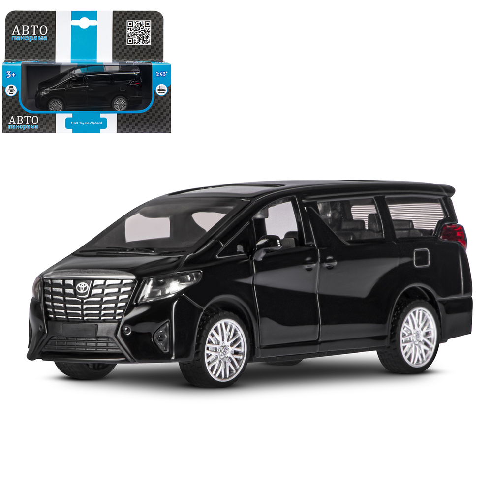 Модель 1:43 Toyota Alphard, черный, откр. двери, инерция