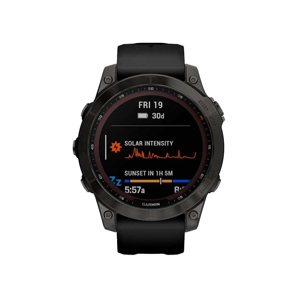 Умные часы Garmin Fenix 7, 47mm, Sapphire Solar Carbon Grey DLC Titanium with Silicone Black Band (010-02540-21)
