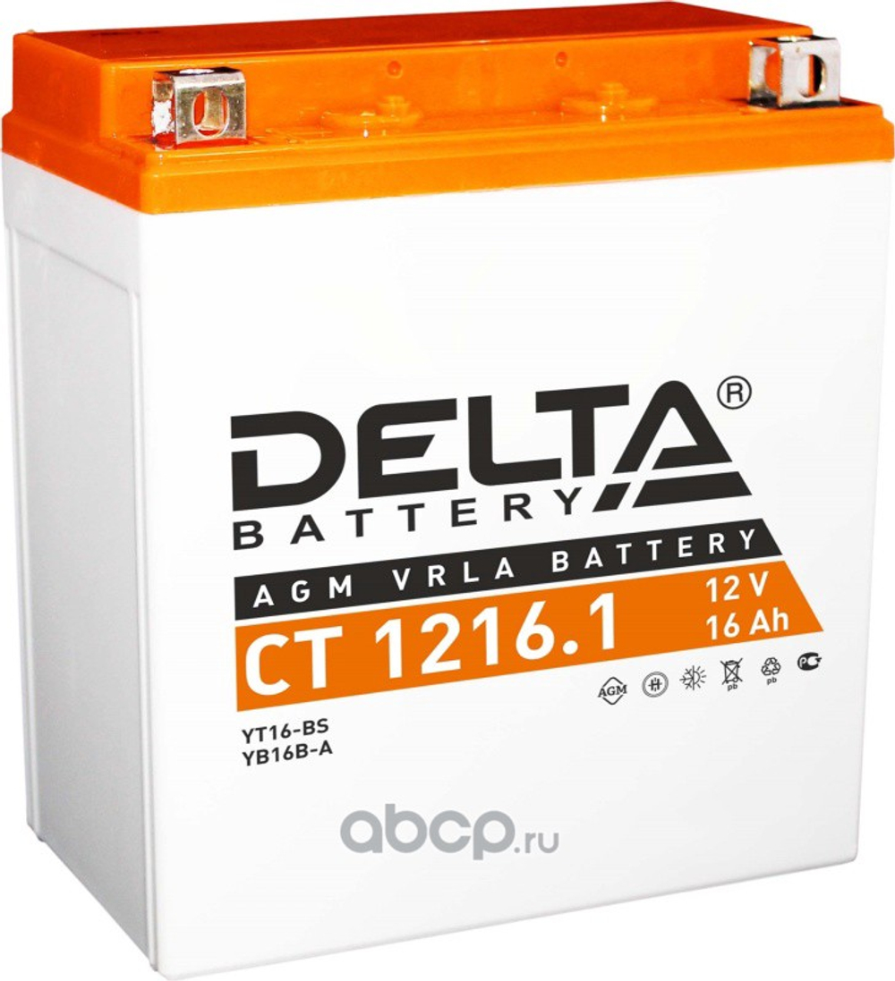 Аккумулятор DELTA Battery AGM 16 А/ч прямой L+ 151x88x164 мото EN 230 А